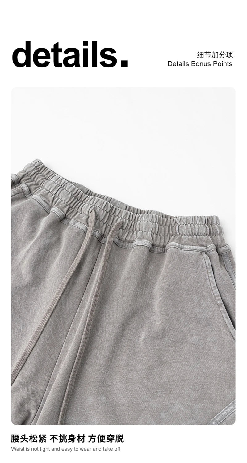 ZODF New Men Fire Snowflake Washed 330gsm Shorts Unisex High Street Summer Distressed Sport Cotton Shorts HY1028