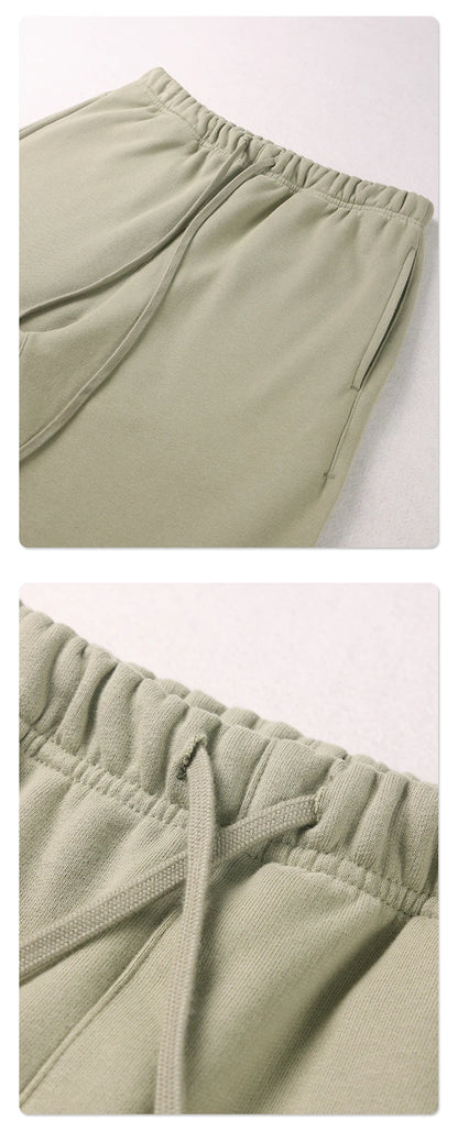 ZODF Fashion 2024 Men Loose Straight Pants Unisex 365gsm Retro Comfortable Sport Solid Drawstring Trousers HY0588