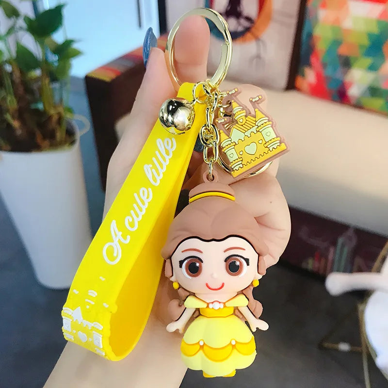 Anime Disney Cartoon Gummed Girl Mermaid Princess Keychain Cute Snow White Alice Keyring Bag Accessories Gift Keychain Wholesale