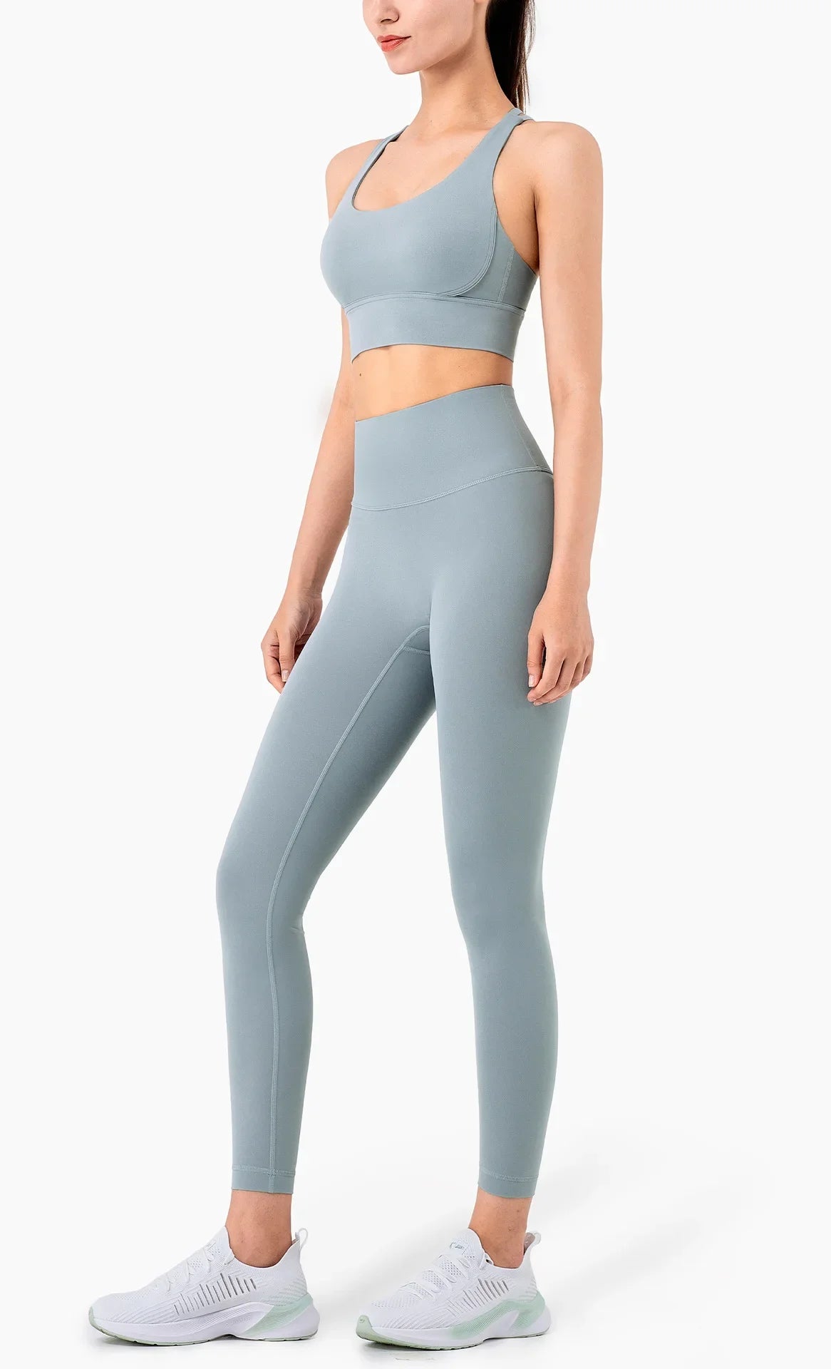 Women’s 2 Piece Yoga Set Sleeveless Cross Back Sports Bra and Leggings Athletic Tracksuit Pilates Fitness