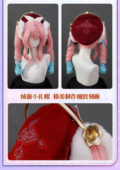 iCoser Honkai Star Rail Hyacine Cosplay Costume Wig Dress Uniform Hat Metal Props Amphoreus Halloween Party for Women Girls Set