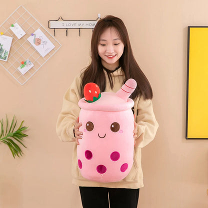 Bubble Tea Boba Plushie Kawaii Room Decor Plush Toy Stuffed Ice Cream Food Milk Tea Soft Hug Cushion Birthday Gift for Kids