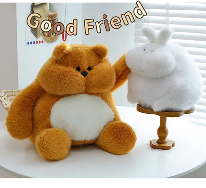 35-45cm Cute Muscle Bear Snot Bear Doll Sitting Posture Pull String Animals Stuffed Toy Soft 24CM Plush Bear Doll Kids Kawaii