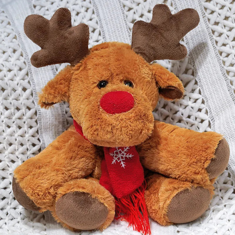 30CM Christmas Reindeer Scarf Plush Stuffed Doll Toy Home Sofa Decoration Gifts For Children New Year Decor Christmas Festive