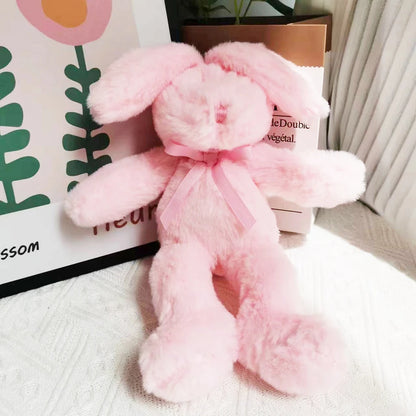 Hand Made Cute Stuffed Animal Pink Easter Bunny Plush Toy Soft Rabbit Plushie Dolls Gift For Girls Girlfriend