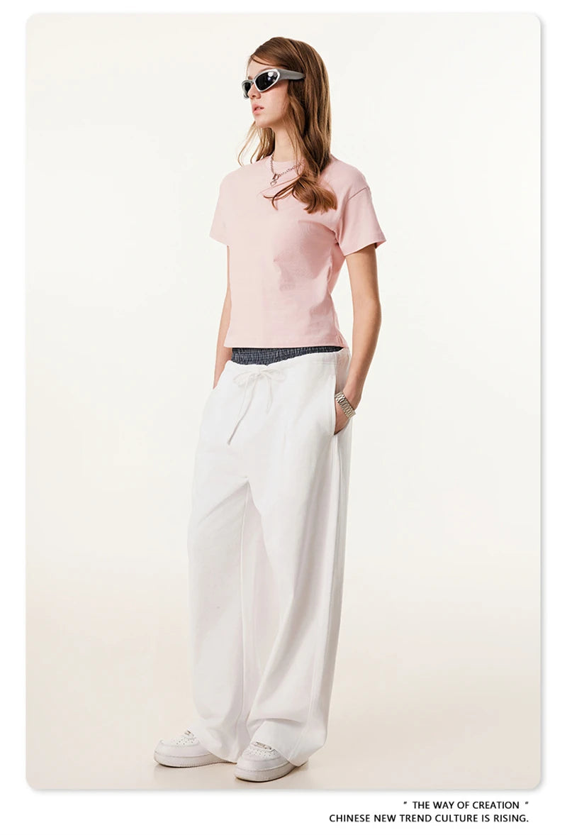 ZODF New 2025 Spring Men 280gsm Straight Pants Unisex Casual High Street Double Waist Sport Trousers Brand Streetwear HY1004