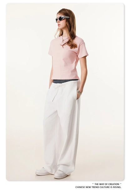 ZODF New 2025 Spring Men 280gsm Straight Pants Unisex Casual High Street Double Waist Sport Trousers Brand Streetwear HY1004