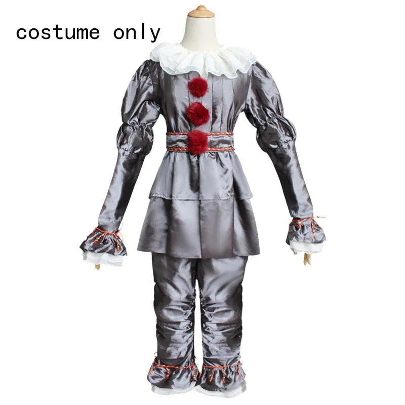 HOMCHEE TRENDS Pennywise Clown Costume 130CM Satin Chiffon - costume only / Kids150