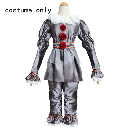 HOMCHEE TRENDS Pennywise Clown Costume 130CM Satin Chiffon - costume only / Kids150