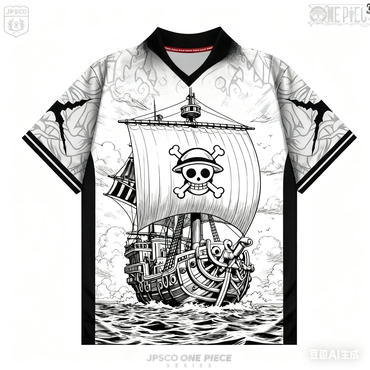 2526 New Bandai Anime One Piece Luffy Summer Jersey T-shirt Oversized 3D Adult and Children's Multifunctional Top Christmas