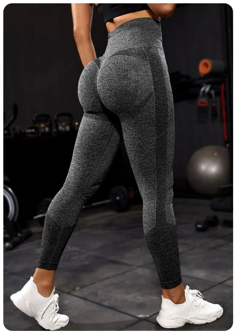 The Codex Seamless Yoga Sport Women’s Push Up Fitness Leggings Ankle-Length Gym Pants - black / M