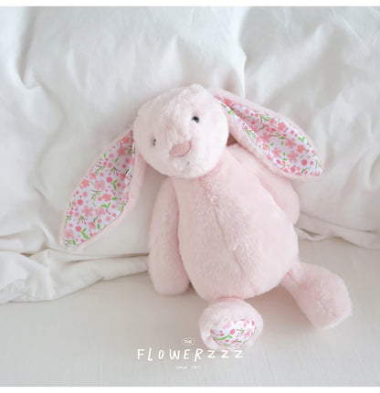 30cm Cartoon Floral Rabbit Plush Toy Pink White Bonnie Rabbit Stuffed Animal Doll Children's Room Decor Birthday Gift For Girl