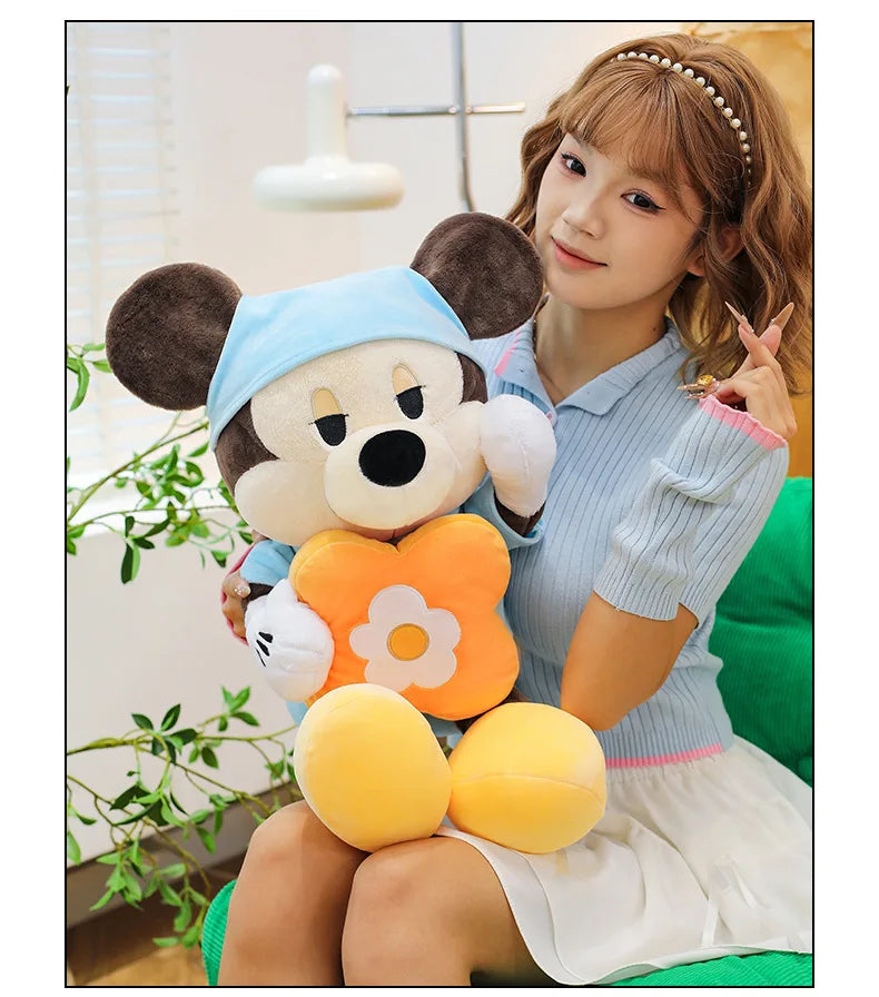 Large Size 80cm New Minnie Mickey Mouse Couples Doughnut Kawaii Movies Stuffed Plush Toy Doll Birthday Girlfriend Girl Xmas Gift