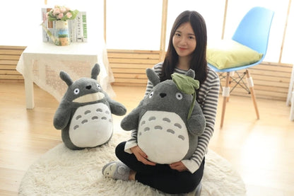 Cartoon Totoro With Lotus Leaf Plush Toy Soft Stuffed Movie Anime Totoro Plushies Throw Pillow Japanese Style Doll Gifts Girl