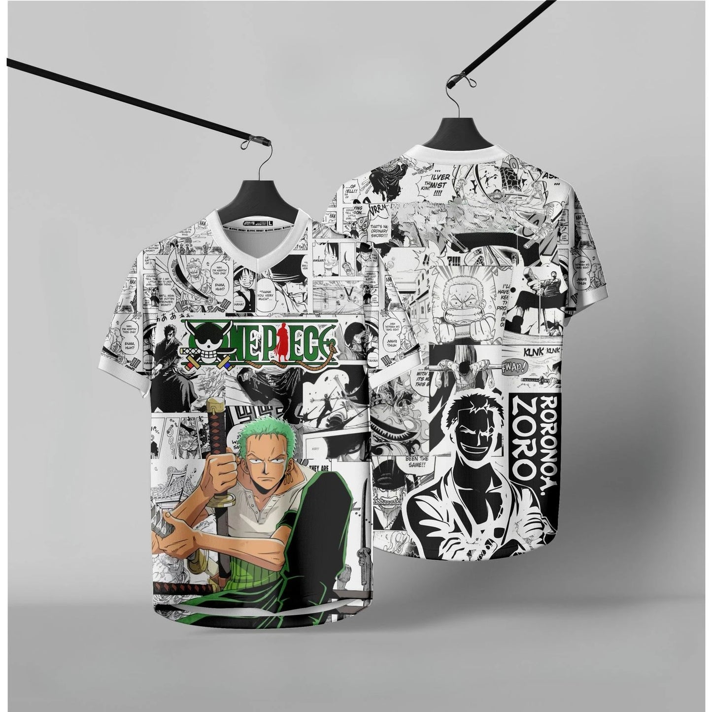 Jersey One Piece Roronoa Zoro Anime Y2k Korean Style Kpop Baseball Hockey Tshirt Fashion Streetwear Anime Daily Unisex Tops Tees