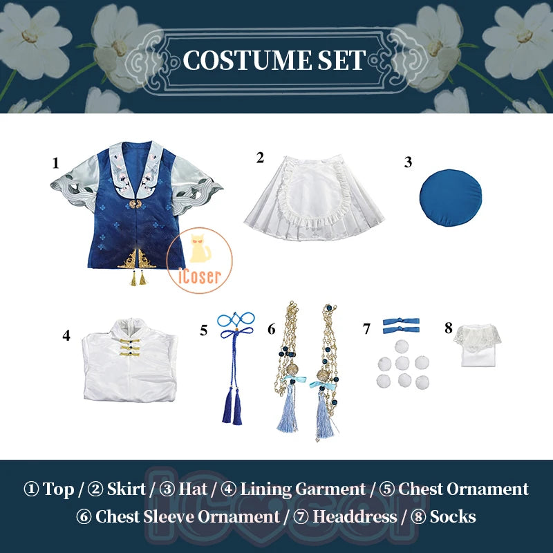 Wuthering Waves Phoebe Cosplay Costume Wig Dress Hat Headwear Game Outfit Uniform Socks Halloween Party for Women Girls Props