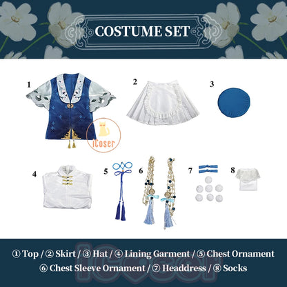 Wuthering Waves Phoebe Cosplay Costume Wig Dress Hat Headwear Game Outfit Uniform Socks Halloween Party for Women Girls Props