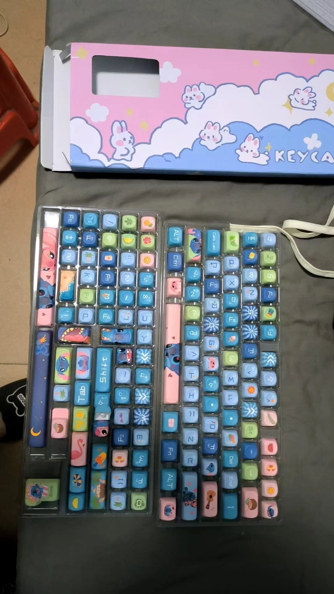 Disney  New Style Shinagawa Stizai Star Kabi Interstellar Kawaii Blue Baby Theme Keycaps Moa High Five Sided Thermal Sublimation