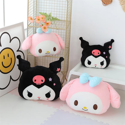Kuromi My Melody Pillow Stuffed Anime Kuromi Car Headrest Safety Seat Belt Cover Cushion Cartoon Car Decoration Girl Gifts