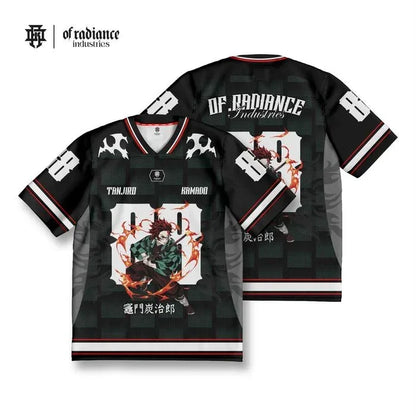 New Football Jerseys Japanese Anime Bandai Demon Slayer Tanjiro Nezuko T-shirt Sporty Street Loose for Men  Children Christmas