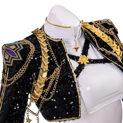 KPop Demon Hunters Rumi Cosplay Costume Black Gold Stage Costume Uniform Huntrix Performance Outfit Halloween Party Women Girls