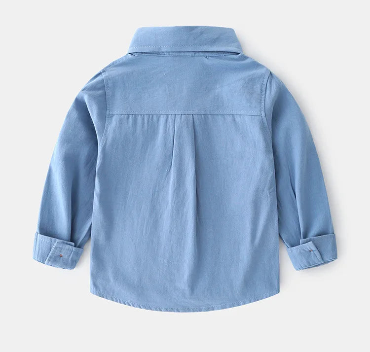 100Cotton Boys Shirts Turn-down Collar Boutique Kids Girls Blouse Long Sleeve for Children's Clothing Toddler 2 to 3 4 5 6 Years