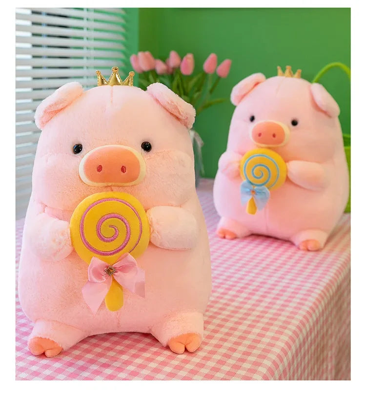 New 30cm Crown Stick Pig Doll Dwen Dwen Pig Plush Toy Children's Doll Cloth Doll Indoor Decoration Children's Gift