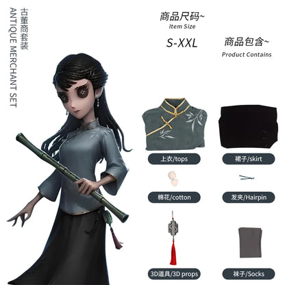Identity V Antiquarian Qi Shiyi Costume Adult Polyester Set - green / XXL / Traditional Cultural Wear