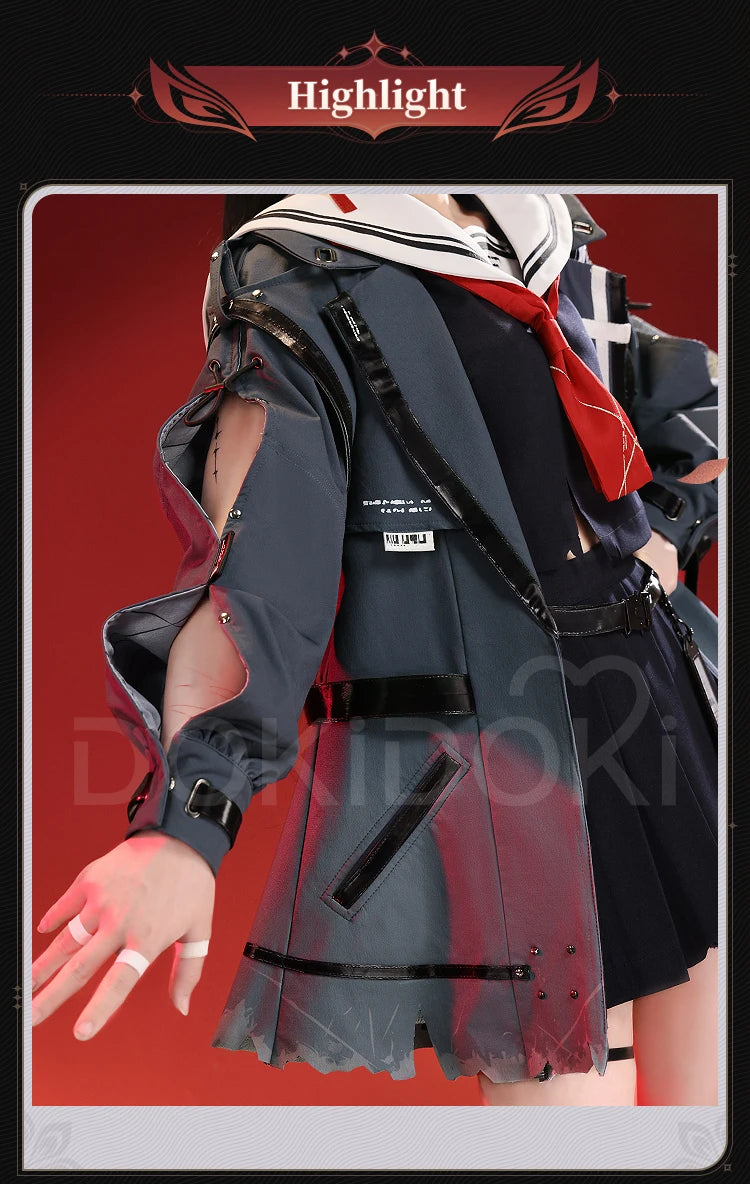 CHISA Cosplay Costume Game Wuthering Waves DokiDoki-SR Women Black JK Uniform Halloween CHISA Suit Coat Cosplay Wig