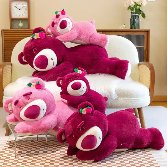 90cm Anime Toy Story Lots-o-Huggin Bear Plush Toy Kawaii Lying Sleeping Lotso Bear Plush Soft Stuffed Doll Pillow Birthday Gift