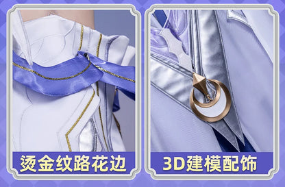 Genshin Impact Columbina Cosplay Costume Wig The Damselette Dress Uniform Eye Mask Eleven Fatui Harbingers Halloween Women Girls