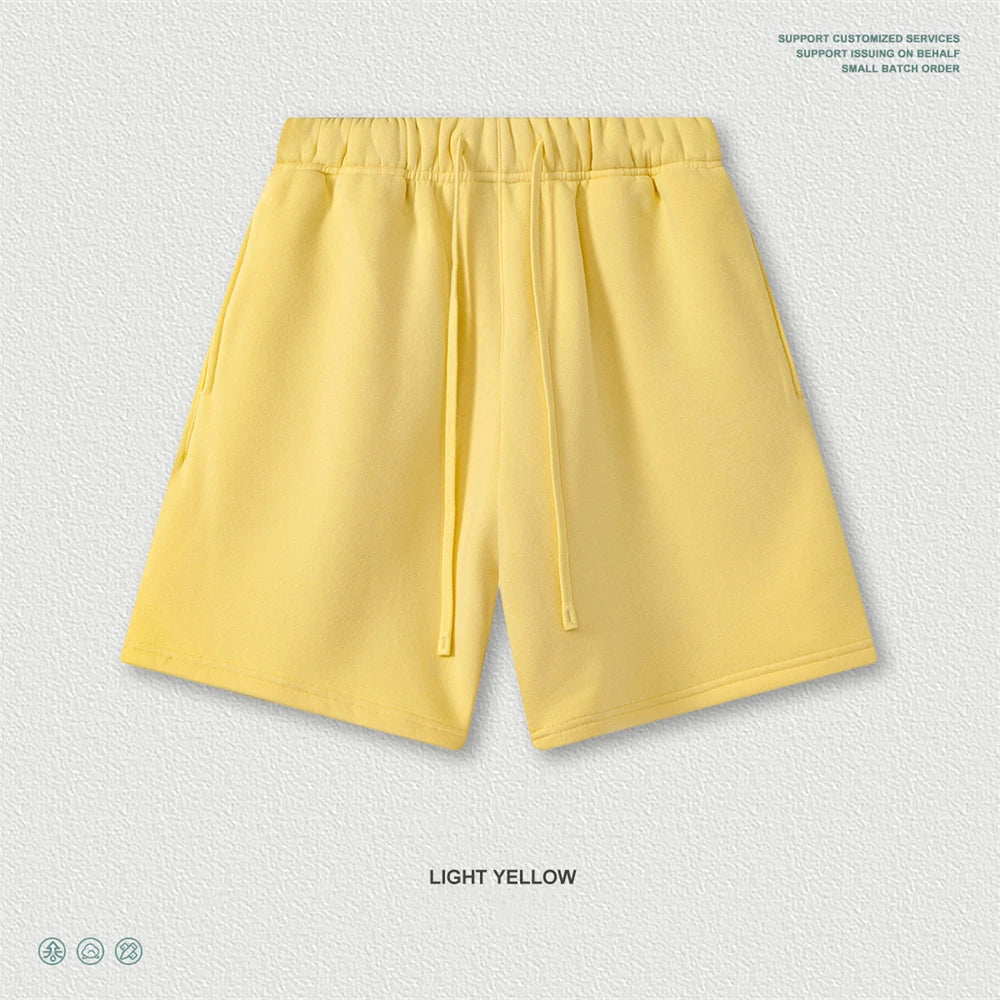 ZODF Trendy 2025 Autumn Winter Men Warm Soft Fleece Shorts Unisex Casual Hip Hop 345gsm Solid Shorts Brand Bottoms HY1173