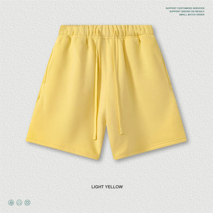 ZODF Trendy 2025 Autumn Winter Men Warm Soft Fleece Shorts Unisex Casual Hip Hop 345gsm Solid Shorts Brand Bottoms HY1173