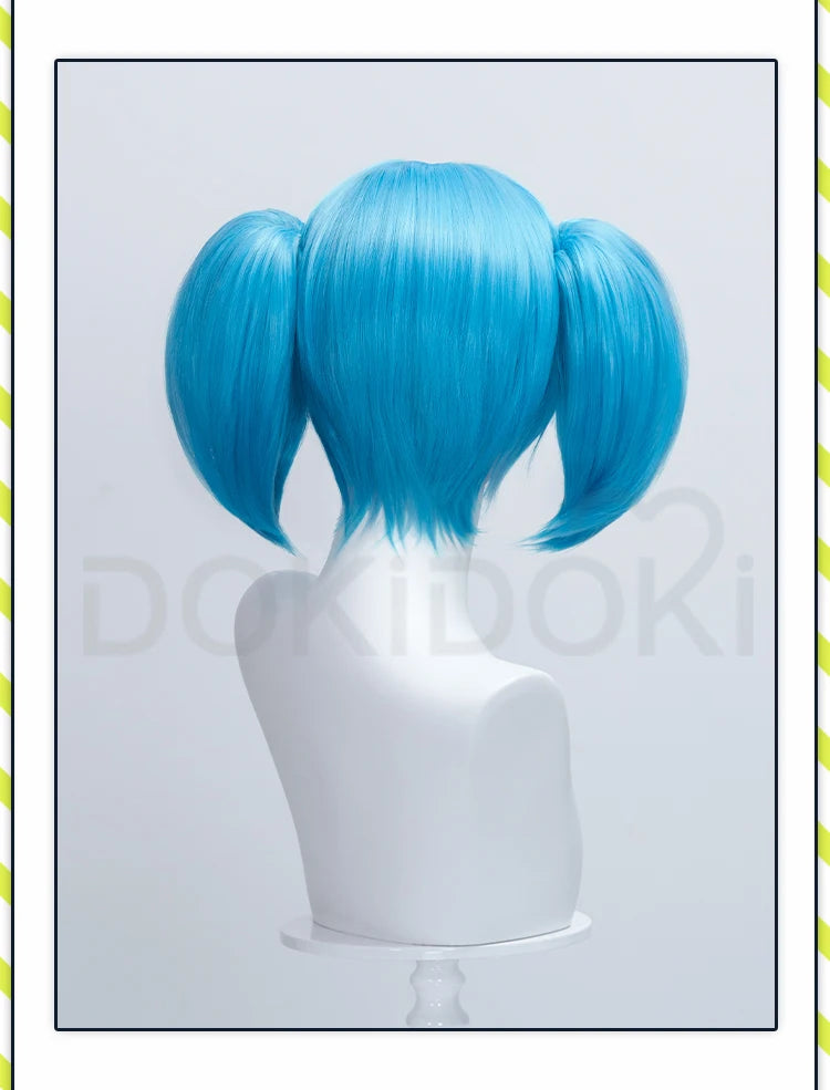 IN STOCK Sallyy Wig Game Cosplay DokiDoki Women Blue 33cm 45cm Short Dual Ponytail Hair Sally Cosplay Halloween Free Wig Cap