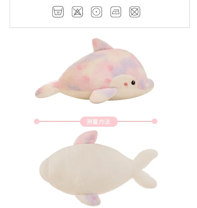 50-80cm Kawaii Fantastic Rainbow Colorful Plush Dolphin Stuffed Animals Doll Decoration Birthday Gifts Soft Pillow Children Gift