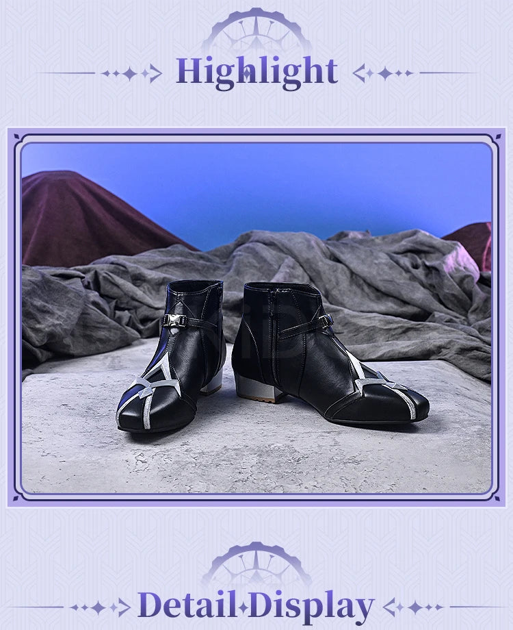 Flins Durin Cosplay Shoes Game Genshin Impact DokiDoki-SR Men Short Long Black Boots Kyryll Chudomirovich Halloween Cosplay