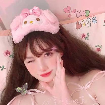 New Kawaii Sanrio Cinnamoroll Plush Eye Mask Anime Cinnamoroll Blackout Eye Mask Lunch Break Sleep Ladies Eye Protection