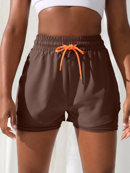 Women’s High Rise Elastic Proximity Control Yoga and Running Shorts Fake Two-Piece Pants