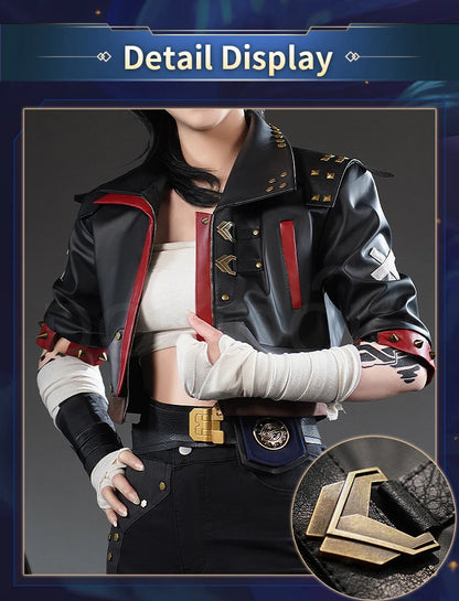 IN STOCK Vii Cosplay Costume Game Cosplay【S-3XL】DokiDoki-SR Women Suit Costume Cosplay Coat Black Suit Vii Tattoo Plus Size