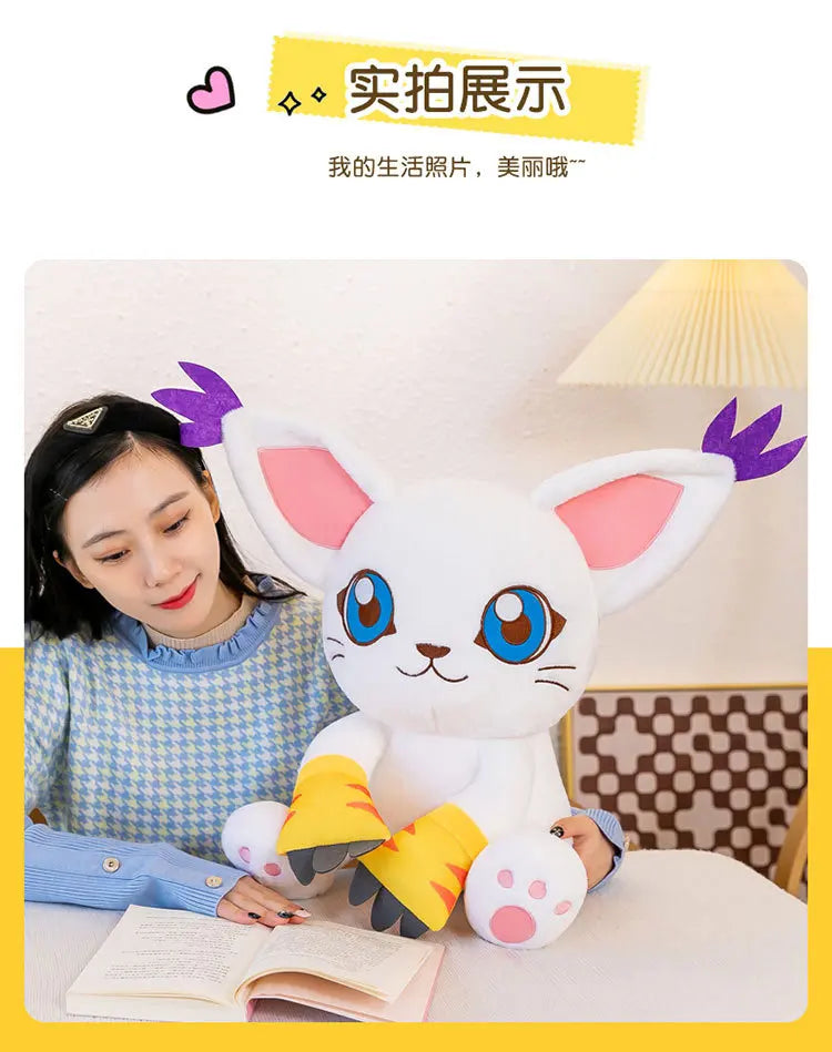 40-80CM Large Big Size Gatomon Plushies Tailmon Peluche Cartoon Anime Plush Comfortable Soft Doll Children's Ornament Toy Gifts