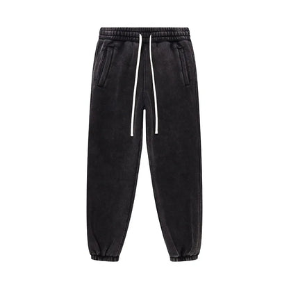 ZODF Vintage Men 360gsm Thick Fleece Sweatpants Women Unisex Loose Washed Distressed Warm Joggers Pants For Winter HY0749