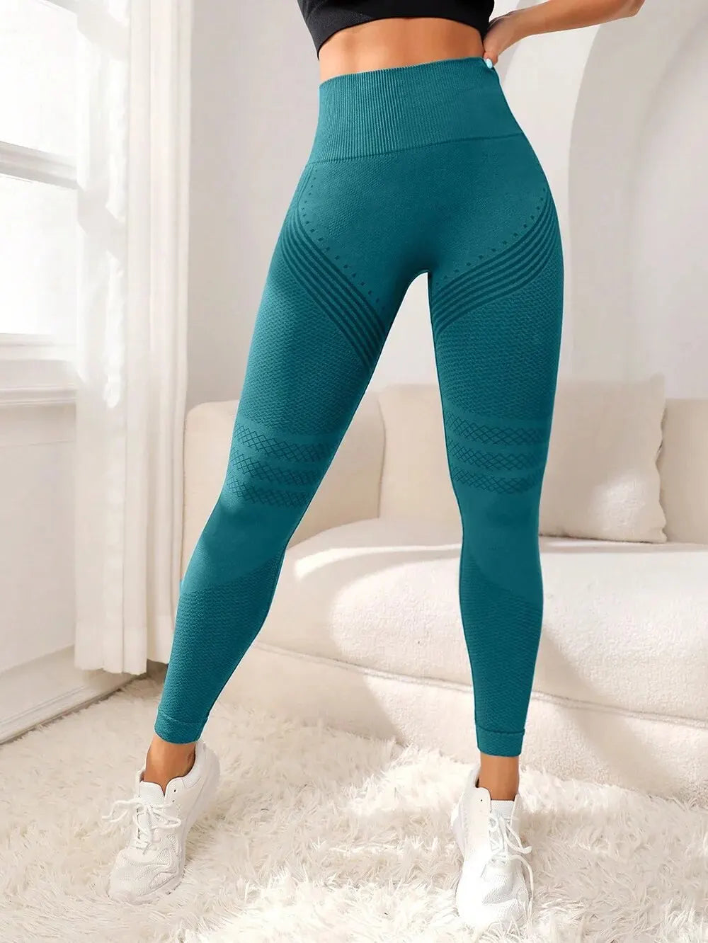 Women’s High-Waisted Elastic Sports Pants with Sexy Butt Lifting Lines – Tight Fitness Leggings for Running and Yoga