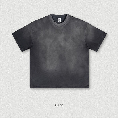 ZODF 2024 Summer Men Washed Gradient T-Shirts Unisex Women Distressed 250gsm Cotton T Shirt Brand Tees Streetwears HY0814