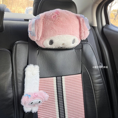 Sanrio My Melody Headrest Back Cushion Car Seat Belt Cover Stuffed Anime Japanese Style Pillow Comfortable Neck Pillow Girl Gift