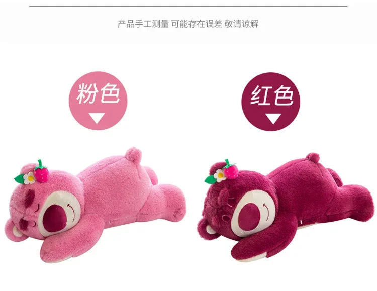 90cm Anime Toy Story Lots-o-Huggin Bear Plush Toy Kawaii Lying Sleeping Lotso Bear Plush Soft Stuffed Doll Pillow Birthday Gift