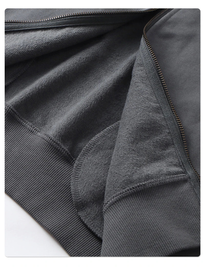 ZODF 430gsm Heavyweight Solid Zipper Hoodie for Men Unisex Loose Stand Collar Coat HY1101 Autumn 2025 Fashion