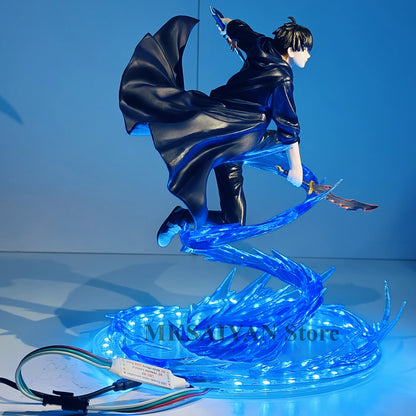 Solo Leveling Sung Jinwoo Action Figure Toys 3D Vortex Effection Anime Light PVC Model Collection Status Room Decor. Doll