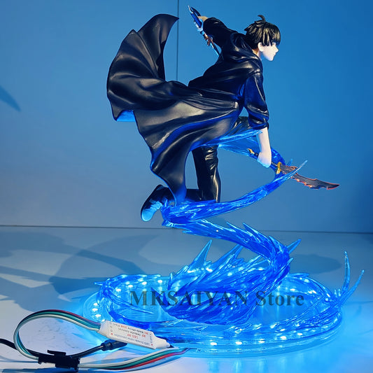 Solo Leveling Sung Jinwoo Action Figure Toys 3D Vortex Effection Anime Light PVC Model Collection Status Room Decor. Doll
