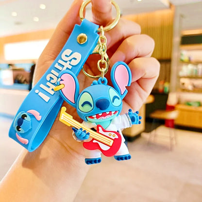 Wholesale Anime Disney Keychain Mickey Mouse Minnie Lilo & Stitch Cartoon Keyring Key Chain Car Pendant Kids Toys Gift