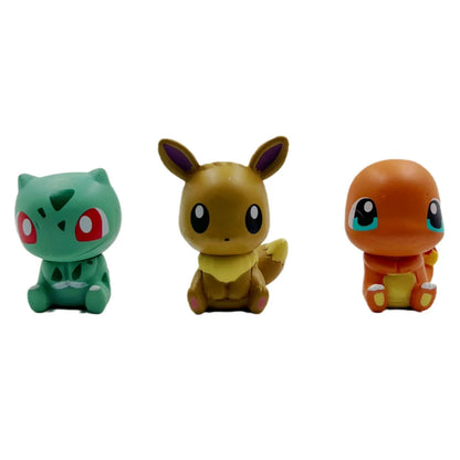 1Set/6pcs Gashapon Toys Pikachu Espeon Charmander Eevee Snorlax Jolteon Flareon Cute Figure Clip Action Figure Toys 3cm
